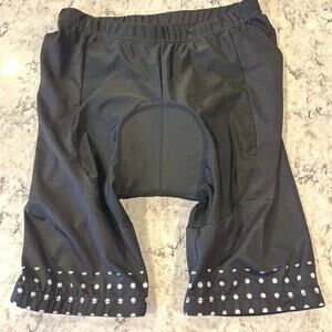 Biking Shorts with Gel Padding- size Large- black with polka dot